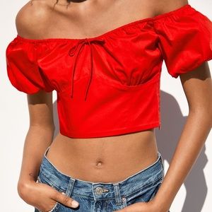 Zara Trendy Red Off the Shoulders Top NWT